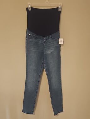 NWT Maternity Indigo Blue Women’s Skinny Jeans in Blue with Overband Small